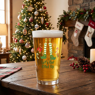 Lets Get Elfed Up Humourous Christmas Adult Party Glass
