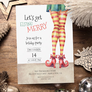 Let's Get ELFING Merry Fun Holidays Party Invitation
