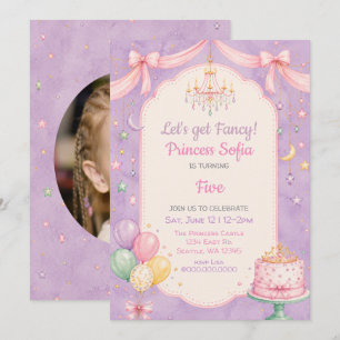Lets Get Fancy Purple Pink Princess Birthday Invitation