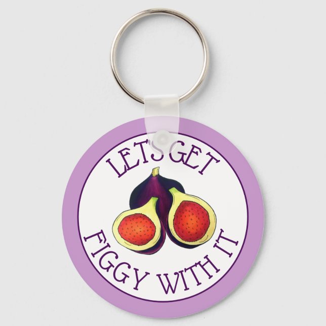 Let's Get Figgy With It Funny Figs Vegetarian Key Ring (Front)