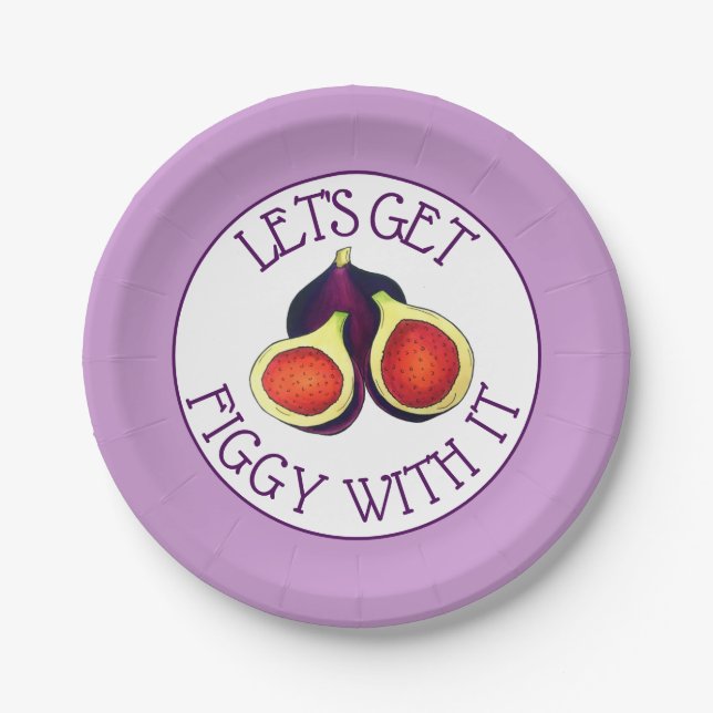Let's Get Figgy With It Funny Figs Vegetarian Paper Plate (Front)