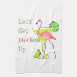 Lets Get Flocked Up Flamingo Tea Towel