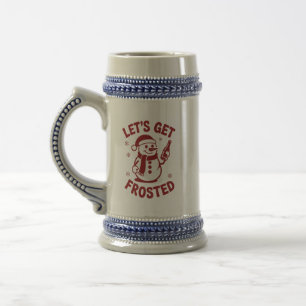Let's Get Frosted Snowman Beer Snarky Christmas Beer Stein