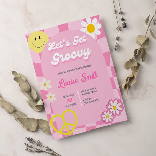 Let's Get Groovy Arch Girl Birthday Invitation