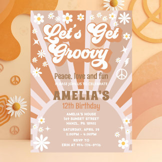 Let's get groovy birthday invitation