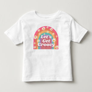 Let's Get Groovy Colourful Rainbow & Daisy Flowers Toddler T-Shirt