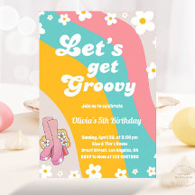 Let's Get Groovy Daisy Rainbow Hippie Retro Birth