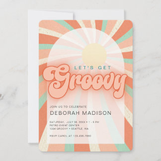 Let's get Groovy orange Celebration Invitation