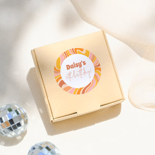 Let's Get Groovy Pink Retro Girl Birthday Party Classic Round Sticker