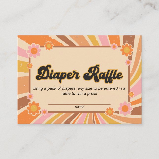 Let's Get Groovy Retro Baby Shower Diaper Raffle Enclosure Card (Front)