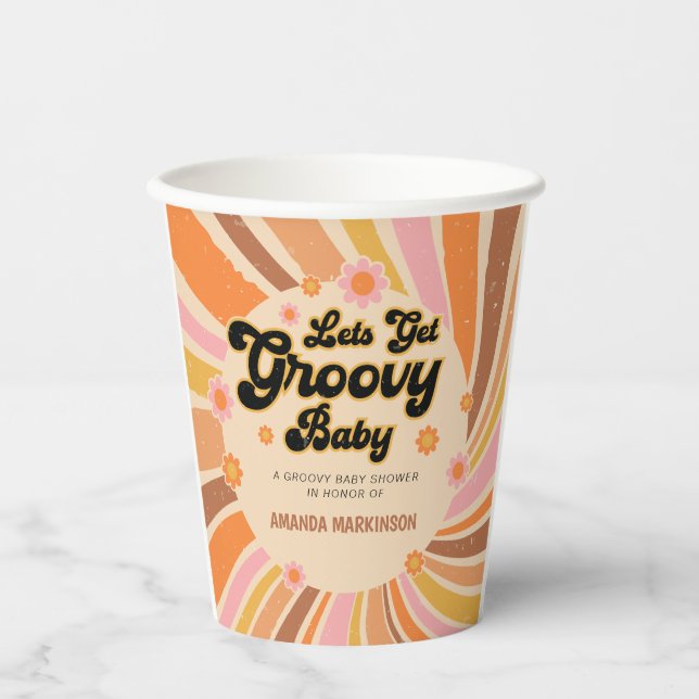 Let's Get Groovy Retro Baby Shower Paper Cups (Front)
