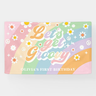 Let's Get Groovy Retro Daisy Birthday Party Banner