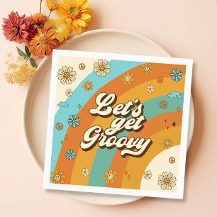 Let's Get Groovy Retro Rainbow 1st Birthday Napkin