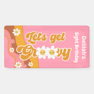 Let's get groovy retro vintage birthday banner
