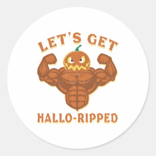 Let's Get Hallo Ripped Halloween Workout Classic Round Sticker