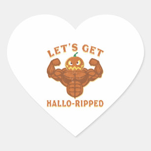 Let's Get Hallo Ripped Halloween Workout Heart Sticker