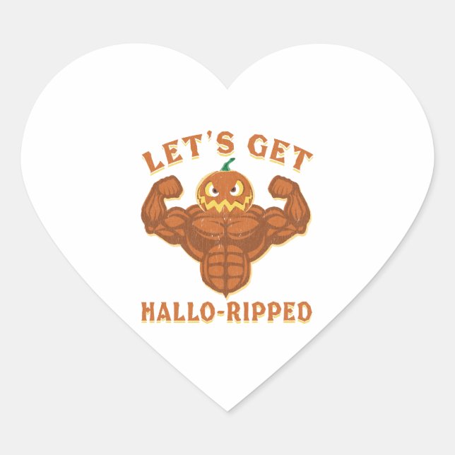 Let's Get Hallo Ripped Halloween Workout Heart Sticker (Front)