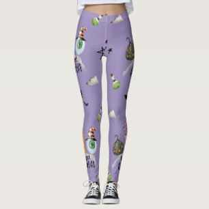 "Let's Get Hallo-Weird" Funky Halloween Purple Leggings