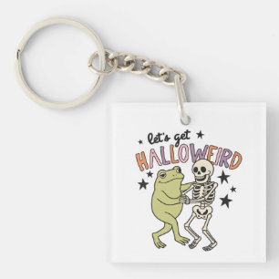"Let's Get Halloweird" Frog & Skeleton Dancing Key Ring