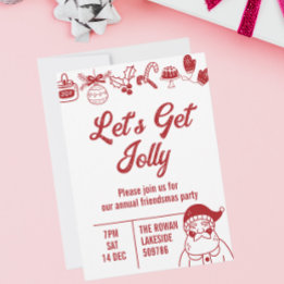 Let's Get Jolly Christmas Party Red Invitation