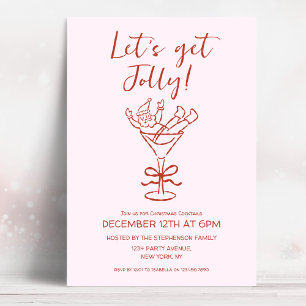 Let's Get Jolly Doodle Hand Drawn Christmas Party Invitation