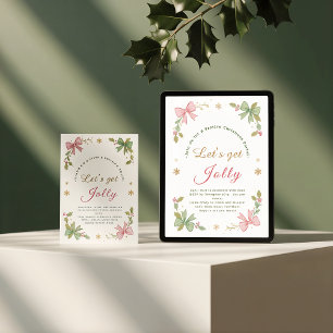 Let's Get Jolly Whimsical Christmas Bow - Folded  Holiday Card