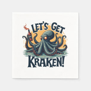 Let's Get Kraken Funny Rum Drinking Octopus Napkin