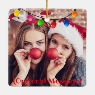 Let's Get Lit (add your photo) Christmas Lights Ce Ceramic Ornament