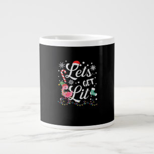 Let's Get Lit Adult Flamingo Funny Christmas Large Coffee Mug