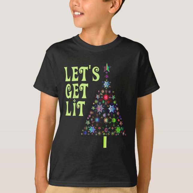 Let's Get Lit Adult Fun Christmas S  T-Shirt (Front)