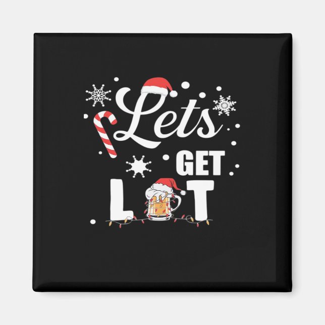 Let's Get Lit Adult Funny X-mas Christmas Essentia Magnet (Front)