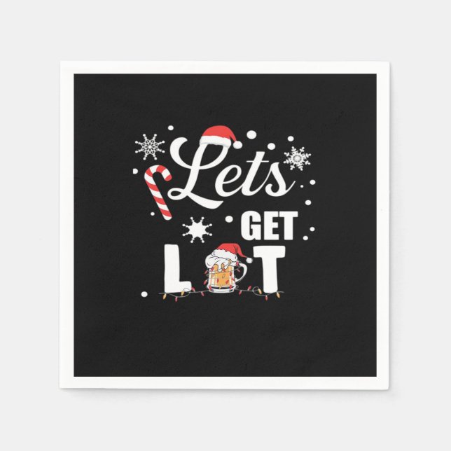 Let's Get Lit Adult Funny X-mas Christmas Essentia Napkin (Front)