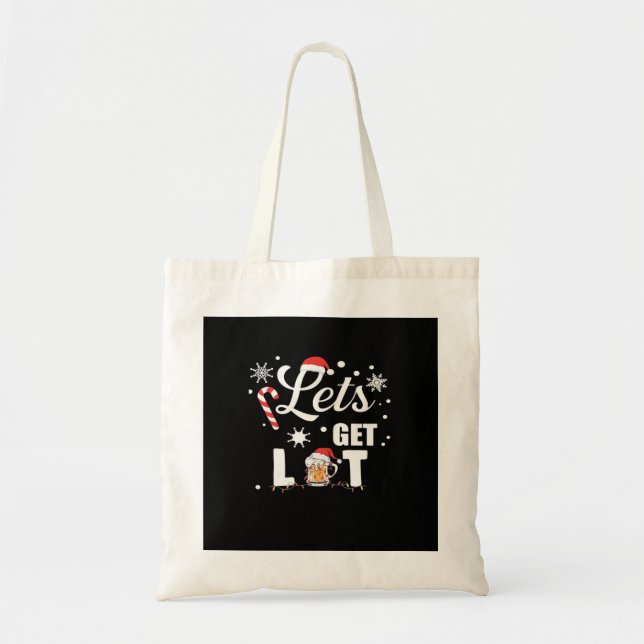 Let's Get Lit Adult Funny X-mas Christmas Essentia Tote Bag (Front)