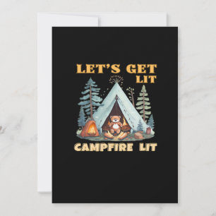 Let's Get Lit. Campfire Lit. Camping Quotes Classi Holiday Card