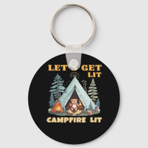Let's Get Lit. Campfire Lit. Camping Quotes Classi Key Ring