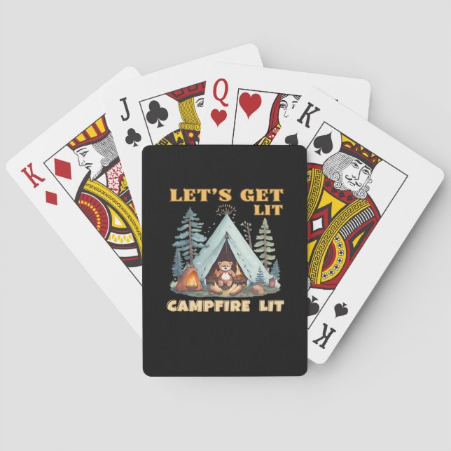 Let's Get Lit. Campfire Lit. Camping Quotes Classi Playing Cards (Back)