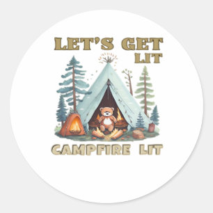 Let's Get Lit. Campfire Lit Classic Round Sticker