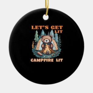 Let's Get Lit. Campfire Lit. Tent Camping Classic Ceramic Tree Decoration