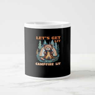 Let's Get Lit. Campfire Lit. Tent Camping Classic Large Coffee Mug