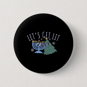 Let's Get Lit Chrismukkah Hanukkah Christmas Match 6 Cm Round Badge