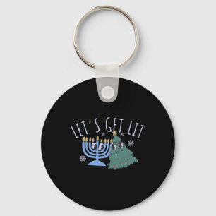 Let's Get Lit Chrismukkah Hanukkah Christmas Match Key Ring