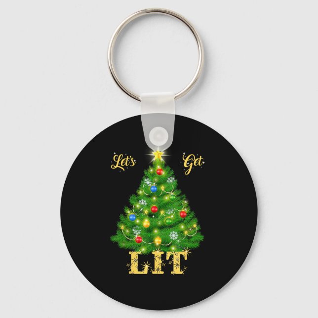 Let's Get Lit Christmas Christmas Key Ring (Front)