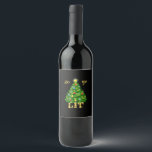 Let's Get Lit Christmas Christmas Wine Label<br><div class="desc">Let's Get Lit Christmas Christmas: A festive double-pun design emphasizing the joy of Christmas. Perfect for family outfits and seasonal humour. Fun,  bold,  and playful.</div>