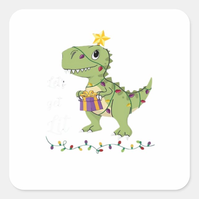 Let's Get Lit Christmas Classic Square Sticker (Front)