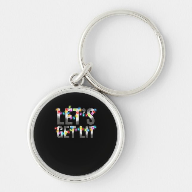 Let's Get Lit, Christmas Drinking, Christmas Light Key Ring (Front)