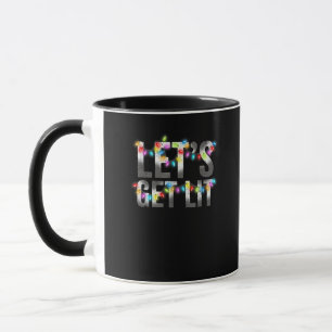 Let's Get Lit, Christmas Drinking, Christmas Light Mug