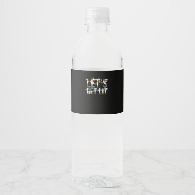 Let's Get Lit, Christmas Drinking, Christmas Light Water Bottle Label (Front)