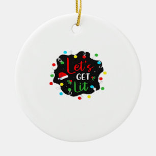 Let's Get Lit Christmas Drinking Lights Santa Esse Ceramic Tree Decoration