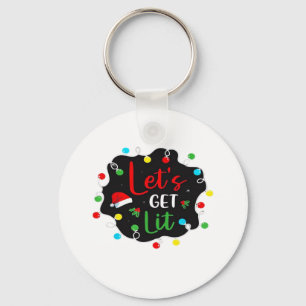 Let's Get Lit Christmas Drinking Lights Santa Esse Key Ring