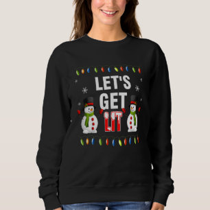 Let's Get Lit   Christmas Drinking Lights Santa Ma Sweatshirt